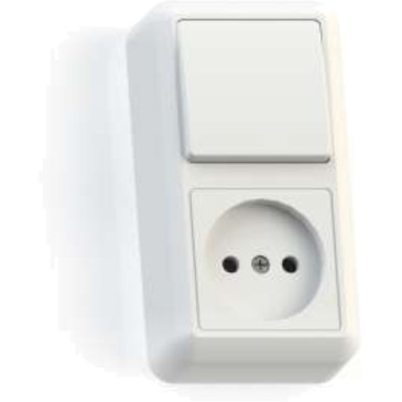 Блок комбинированный Кунцево-Электро Оптима ОП БКВР-427 выключатель 1-клавишный + розетка, цвет - белый