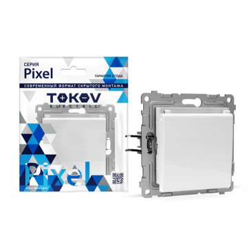 Розетка TOKOV ELECTRIC Pixel 1-местная для скрытой установки 16А, IP20, с заземлением, шторки с крышкой, механизм, цвет - белый