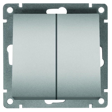 Выключатель двухклавишный UNIVersal СП Афина 10А, IP20, механизм, цвет - серебро