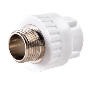 Муфта PPR РВК Дн25х3/4″ Ру25, комбинированная, материал корпуса - полипропилен, присоединение - наружная резьба / под приварку