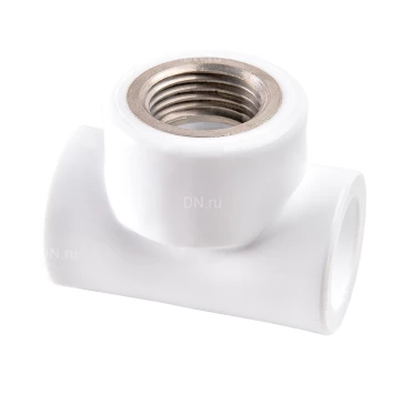 Тройник PPR РВК Дн20х1/2″х20 Ру25, комбинированный, материал корпуса - полипропилен, присоединение - под приварку / внутренняя резьба
