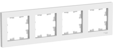 Рамка Schneider Electric AtlasDesign 4 поста 83х296х12 мм, материал корпуса - пластик, монтаж - универсальный, цвет - белый 