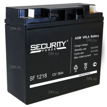 Аккумуляторная батарея Security Force SF 1218 182х76х167мм, напряжение - 12В, емкость - 18Ач, тип - AGM