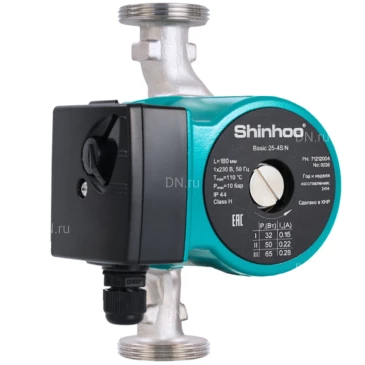 Насос циркуляционный Shinhoo BASIC 25-8S N 180 поверхностный, корпус - нержавеющая сталь, мощность - 0.245кВт, напор - 8м, производительность - 102л/мин, 220В Насос циркуляционный Shinhoo BASIC 25-8S N 180 поверхностный, корпус - нержавеющая сталь, мощность - 0.245кВт, напор - 8м, производительность - 102л/мин, 220В