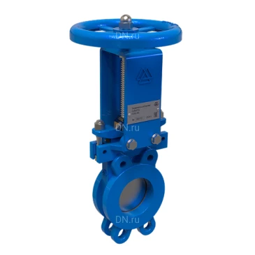 Задвижка шиберная СибЗТА Ду100 Ру10/16 двусторонняя межфланцевая, шпиндель - невыдвижной, корпус - высокопрочный чугун GGG40, шибер - нержавеющая сталь SS304, со штурвалом