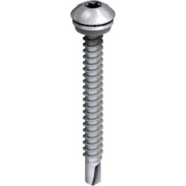 Шуруп самосверлящий EJOT SUPER-SAPHIR JT3-FR-12-5.5х40 E11 с полукруглой выпуклой головкой, сверло 12мм, диаметр 5.5мм, длина 40мм, толщина соединительных деталей 11мм, материал - нержавеющая сталь А2, уплотнительная шайба E11, упаковка - 1000шт