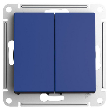 Переключатель двухклавишный Systeme Electric AtlasDesign перекрестный, номинальный ток - 10 А, схема 7, механизм, цвет - аквамарин