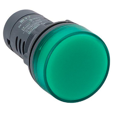 Лампа сигнальная Systeme Electric SystemeSig SB7EV03MP моноблочная, диаметр отверстия – 22.5 мм, LED 230-240В, IP65,  цвет – зеленый
