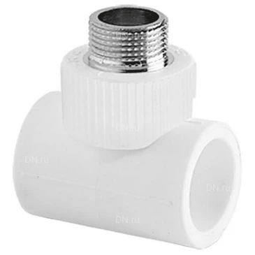 Тройник PPR TEBO Дн25х3/4″х25 Ру20 комбинированный, материал корпуса - полипропилен, присоединение - под приварку / наружная резьба
