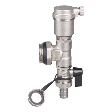 Тройник коллекторный TEBO T-КГ.ТР.503.1.ЧБ.CN 1″ Ду25 Ру10 с дренажным краном и воздухоотводчиком, присоединение - наружная резьба, корпус - латунь