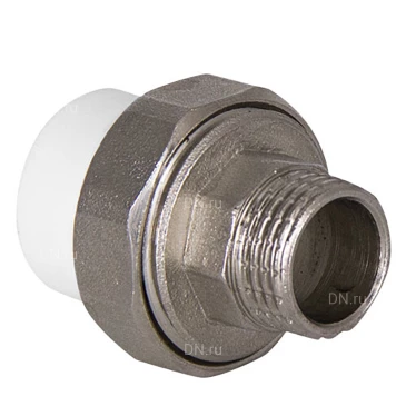 Муфта разъемная TEBO TR-TB Дн25x1/2″ Ру20 комбинированная, материал - полипропилен, присоединение - под приварку / американка НР, уплотнение - O-ring, цвет - белый