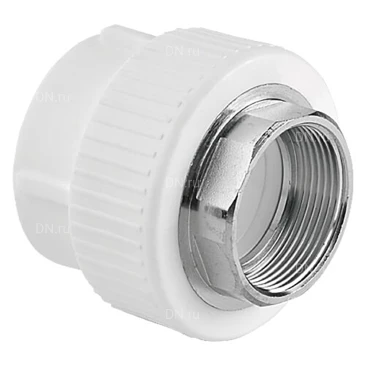 Муфта TEBO TR-TB Дн32x1″ Ру20 под ключ комбинированная, материал - полипропилен, присоединение - внутренняя резьба / сварка, цвет - белый