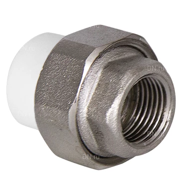 Муфта разъемная TEBO TR-TB Дн25x1/2″ Ру20 комбинированная, материал - полипропилен, присоединение - внутренняя резьба / сварка, цвет - белый