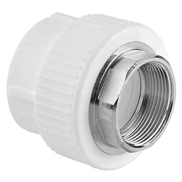 Муфта TEBO C-TB Дн75x2 1/2″ Ру20 под ключ комбинированная, материал - полипропилен, присоединение - внутренняя резьба / сварка, цвет - белый