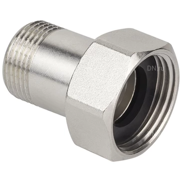 Штуцер TEBO 1/2х3х4″ Ду15х20 Ру40 наружная резьба/накидная гайка, корпус - латунь никелированная