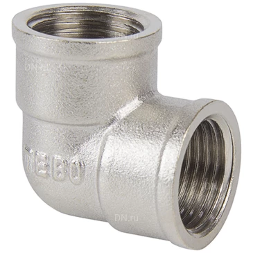 Угольник TEBO 1 1/2″ Ду40 Ру25 равнопроходной, внутренняя резьба, корпус - латунь никелированная