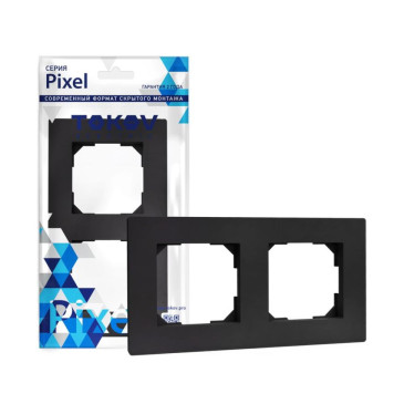 Рамка TOKOV ELECTRIC КПП Pixel 2П 2 поста горизонтальная, степень защиты IP20, корпус - пластик, цвет - карбон