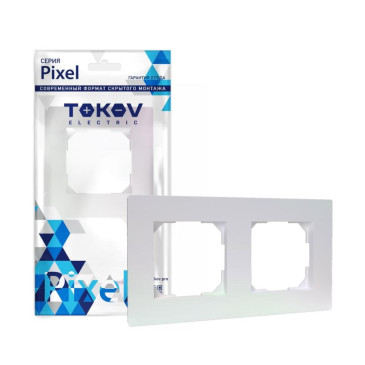 Рамка TOKOV ELECTRIC КПП Pixel 2П 2 поста горизонтальная, степень защиты IP20, корпус - пластик, цвет - перламутр