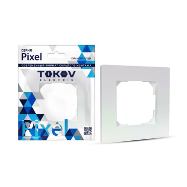 Рамка TOKOV ELECTRIC КПП Pixel 1П 1 пост, степень защиты IP20, корпус - пластик, цвет - перламутр