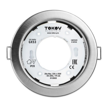 Светильник под лампу TOKOV ELECTRIC GX 53 100x100x30 мм, встраиваемый, цоколь - GX53, материал корпуса - алюминий, цвет - хром