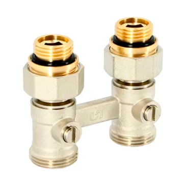 Узел нижнего подключения Uni-Fitt НН (евроконус) 1/2″x3/4″ прямой, со встроенными вентилями, с ниппелями Узел нижнего подключения Uni-Fitt НН (евроконус) 1/2″x3/4″ прямой, со встроенными вентилями, с ниппелями