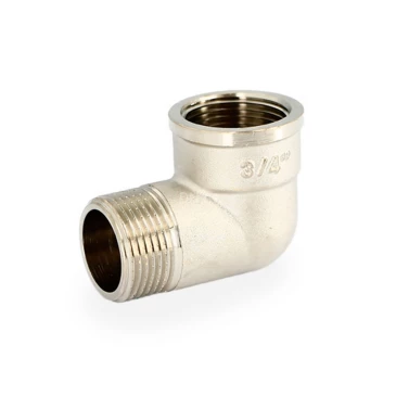 Угол Uni-Fitt 611N 1 1/4″ Ду32 Ру30 90° корпус - латунь, покрытие - никель, присоединение - наружная/внутренняя резьба