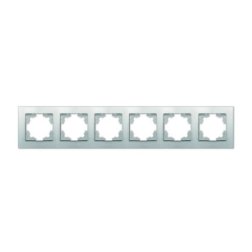 Рамка UNIVersal Афина 6П 6 постов горизонтальная, степень защиты IP20, корпус - пластик, цвет - серебро