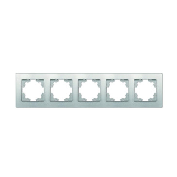 Рамка UNIVersal Афина 5П 5 постов горизонтальная, степень защиты IP20, корпус - пластик, цвет - серебро