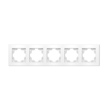 Рамка UNIVersal Афина 5П 5 постов горизонтальная, степень защиты IP20, корпус - пластик, цвет - белый
