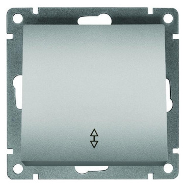 Переключатель одноклавишный UNIVersal Афина проходной скрытой установки, номинальный ток - 10 А, степень защиты IP20, механизм, цвет - серебро