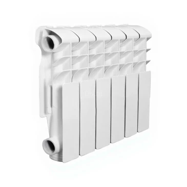 Радиатор алюминиевый секционный VALFEX OPTIMA Alu 350, межосевое расстояние - 350мм, 6 секций, теплоотдача - 702Вт, боковое подключение, универсальное, цвет – белый