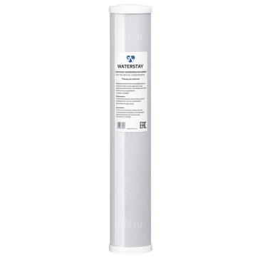Картридж WATERSTRY BB CTO-20L угольный, прессованный, корпус Big Blue, высота - 20″, степень фильтрации - 5мкр, расход - 1.08м3/ч, наполнитель - активированный уголь