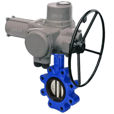 Затвор дисковый поворотный DN.ru WBV1631N-2W-Fb-H Ду100 Ру16 LUG корпус - чугун QT450, диск - нержавеющая сталь 304, уплотнение - NBR, межфланцевый, с электроприводом ГЗ-ОФ-100/30 380В