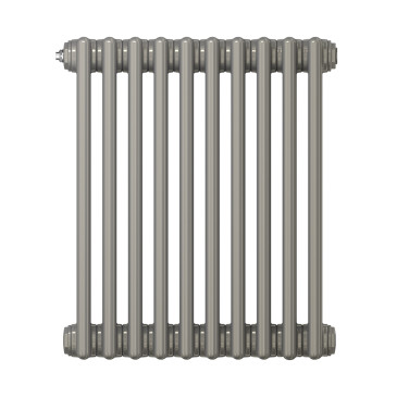 Радиатор стальной трубчатый Zehnder Charleston Retrofit высота 566 мм, трехколончатый, 10 секций, присоединение резьбовое - 1/2″, подключение - боковое, кронштейн в комплекте, теплоотдача - 885 Вт, цвет - серый
