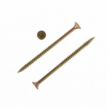 Шуруп для дерева ZITAR 6х100мм 1000шт, головка - потайная, диаметр - 6мм, длина - 100мм, материал - углеродистая сталь, покрытие - желтый цинк, упаковка - 1000шт