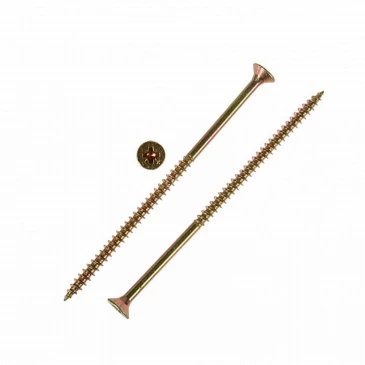 Шуруп для дерева ZITAR 6х140мм 700шт, головка - потайная, диаметр - 6мм, длина - 140мм, материал - углеродистая сталь, покрытие - желтый цинк, упаковка - 700шт