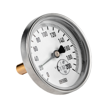 Термометр биметаллический А5001 Wika осевой, до 200°С, корпус 80 мм, L=40 мм, присоединение G1/2″ 3905055 (36523027)