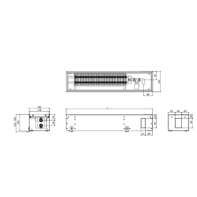 Конвектор внутрипольный ELSEN EKN 190х150х1800мм, корпус - сталь, тип решетки - роликовая, цвет решетки - алюминий