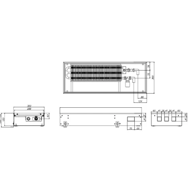 Конвектор внутрипольный ELSEN EKN 300х120х800мм, корпус - сталь, тип решетки - роликовая, цвет решетки - алюминий