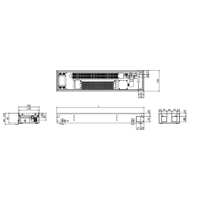 Конвектор внутрипольный ELSEN EKQ 190х90х1250мм, корпус - сталь, тип решетки - роликовая, цвет решетки - алюминий