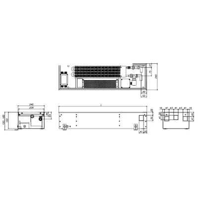 Конвектор внутрипольный ELSEN EKQ 240х150х800мм, корпус - сталь, тип решетки - роликовая, цвет решетки - алюминий