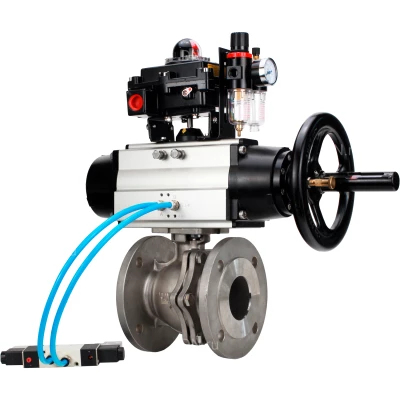 Краны шаровые DN.ru BV3232P(2pc)-FP-F-ISO-H полнопроходные фланцевые, корпус - нержавеющая сталь SS316, уплотнение - PTFE, с пневмоприводом PA-DA-105-1, пневмораспределителем 4V320-08 NAMUR AC220V, БКВ APL-410N EX и БПВ AFC2000