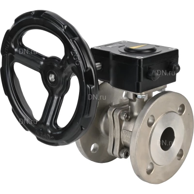 Кран шаровой DN.ru BV3232P(2pc)-FP-F-ISO-H Ду50 Ру16 полнопроходной фланцевый, корпус - нержавеющая сталь 316, уплотнение - PTFE, с редуктором HAM RQN1-180Z-T40