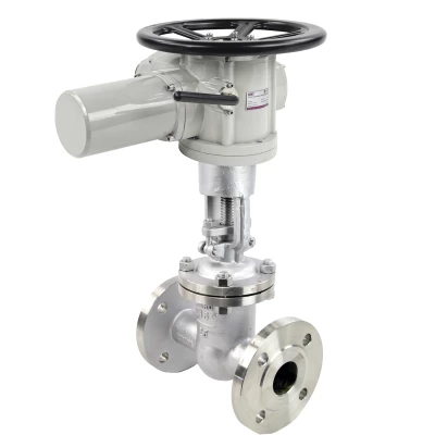 Задвижка клиновая 30нж964нж DN.ru GVWR2434M-2W-F-ОСТ Ду300 Ру25 фланцевая, клин - двухдисковый, шпиндель - выдвижной, корпус - нержавеющая сталь, уплотнение - металл, c ОСТ-фланцем, голым штоком, с электроприводом DN.ru MT-N-060EM-O2-220VAC-У1 220В