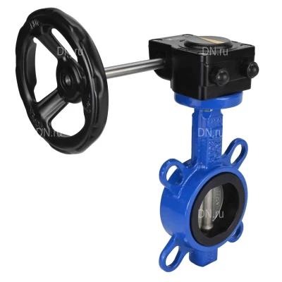Затворы дисковые поворотные DN.ru WBV1631E-2W-Fb-ISO-H Ду50-300 Ру25 межфланцевые, корпус - чугун QT450, диск - нержавеющая сталь 304, уплотнение - EPDM, с редуктором DN.ru HAM RQN-Z