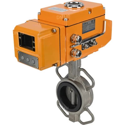 Затвор дисковый поворотный DN.ru WBV3232V-2W-Fb-H Ду200 Ру16 межфланцевый, корпус - нержавеющая сталь 316L, диск - нержавеющая сталь 316L, уплотнение - Viton, с электроприводом DN.ru QT-N-030EM-B1-220VAC-У1 HARK