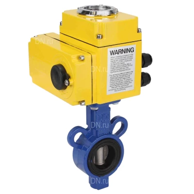 Затворы дисковые поворотные DN.ru WBV0232E-2W-Fb-ISO-H Ду25/32 Ру16, корпус - алюминиевый сплав, диск - нержавеющая сталь 316L, уплотнение - EPDM, с четвертьоборотным электроприводом QT-N-EM-B1-220VAC-У1 (0-10В) DAR