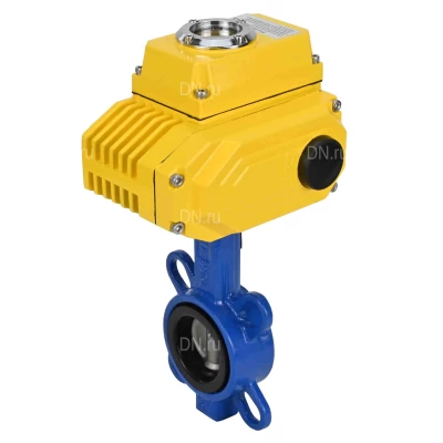 Затворы дисковые поворотные DN.ru WBV1631E-2W-Fb-ISO-H Ду50-300 Ру25 межфланцевые, корпус - чугун QT450, диск - нержавеющая сталь 304, уплотнение - EPDM, с электроприводом DN.ru QT-N-EM-О1-380VAC-У1