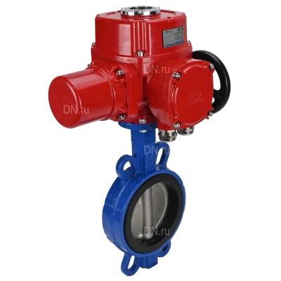 Затворы дисковые поворотные DN.ru WBV1631E-2W-Fb-ISO-H Ду50-200 Ру25 межфланцевые, корпус - чугун QT450, диск - нержавеющая сталь 304, уплотнение - EPDM, с электроприводом DN.ru QT-EX-M-O2-220VAC-У1