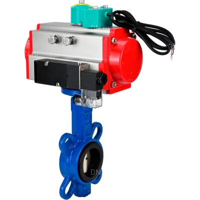 Затворы дисковые поворотные DN.ru WBV1413E-2W-Fb-H Ду40-80 Ру16, корпус - чугун GGG50, диск - чугун GGG40, уплотнение - EPDM, с пневмоприводом PA-SA, пневмораспределителем 4M310-08 220В NAMUR и магнитным переключателем ALS200D